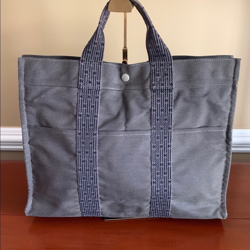 Hermes Gray and Blue Tote Bag